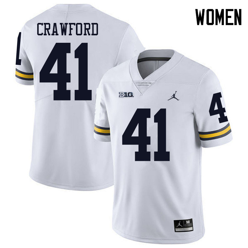 Jordan Brand Women #41 Kekoa Crawford Michigan Wolverines College Football Jerseys Sale-White